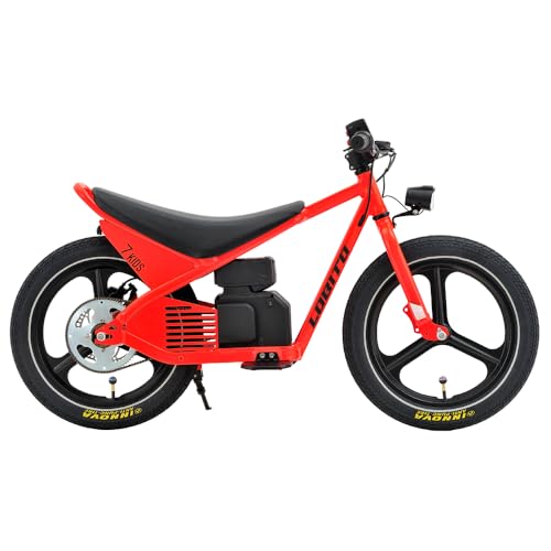 Lobito Mini-Elektromotorrad für Kinder von 5-10 Jahren – Motor mit 150 W, Höchstgeschwindigkeit 15 km/h, Autonomie von 15 km, hydraulische Bremsen und LED-Licht, kompakt, sicher und lustig (rot) von LOBITO