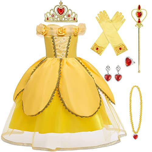 LOBTY Prinzessin Belle Kleid mit Accessoires Mädchen Die Schöne und das Biest Verkleidung Kinder Prinzessin Kleid Geburtstag Party Weihnachten Halloween Karneval Cosplay Kostüm LOBTY Prinzessin Belle Kleid mit Accessoires Mädchen Die Schöne und das Biest Verkleidung Kinder Prinzessin Kleid Geburtstag Party Weihnachten Halloween Karneval Cosplay Kostüm von LOBTY