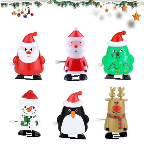 LOCCY Weihnachten Aufziehspielzeug, 6 Stk Aufziehspielzeug Weihnachten Schneemann Weihnachtsmann Figur Uhrwerk Spielzeug für Weihnachtsfeier Begünstigt Goody Bag Füller von LOCCY