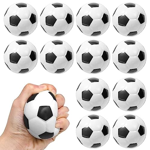 12 Stück Mini Sportbälle,6.3CM Antistressball,Mini Fußball,Mini Schaum Stressabbau Bälle,Schaumstoffbälle,Stressabbau Spielzeug,Anti Stress Spielzeug Bälle,Fußball Stressbälle für Kinder Erwachsener von LOEPENLE