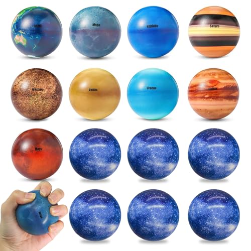 15 Stück Planeten Mini Softbälle,6.3CM Sonnensystem Antistressball,Mini Schaumstoffbälle,Mini Schaum Stressabbau Bälle,Stressabbau Spielzeug,Anti Stress Spielzeug Bälle,Squeeze Bälle für Kinder von LOEPENLE