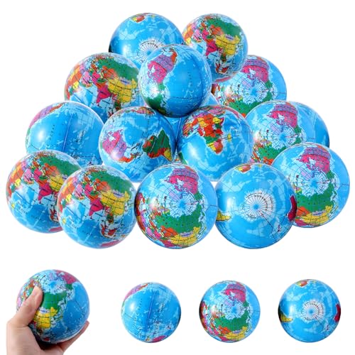 20 Stück Antistressball Weltkugel,5.5CM Stressball Globus Klein,Anti Stress Bälle,Mini Globus Stressball,Anti Stress Spielzeug Bälle,Mini Globus Kinder,Stressball Globus für Kinder Erwachsene von LOEPENLE