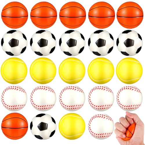 24Pcs Mini Sportbälle,Antistressball,Mini Fußball,Stress Bälle,Mini Schaum Stressabbau Bälle,Stressabbau Spielzeug,Anti Stress Spielzeug Bälle,Squeeze Bälle (Mini-Stressball) von LOEPENLE