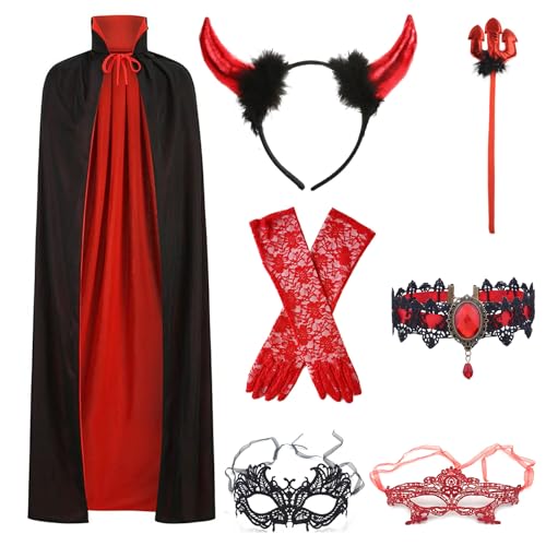 Halloween Teufel Kostüm Damen,Vampir Kostüm Damen,Halloween Kostüm Damen Teufel,Teufel Umhang,Teufelskostüm für Damen,Halloween Vampir Kostüm,Halloween Kostüm Damen für Mottoparty Cosplay,Karneval von LOEPENLE