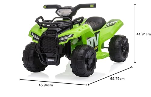 Quad Kinder Elektro ATV, 6V Kinder Elektroauto Quad mit LED Frontlicht, MP3, USB, Lautstärkeregler und großer Sitz, Elektrische Fahrt auf Spielzeug 1-3 Jahre Kinder(Grün) von LOGEEYAR