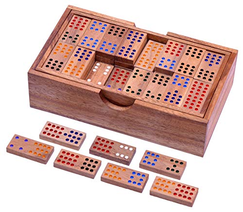 LOGOPLAY Domino Doppel 12 - Legespiel - Gesellschaftsspiel aus Holz mit 91 Spielsteinen von LOGOPLAY