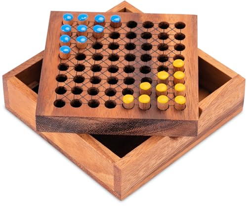 LOGOPLAY Halma Reisespiel – Blau Gelb klassisches Strategiespiel im Mini-Holzkasten für 2 Spieler LOGOPLAY Halma Reisespiel – Blau Gelb klassisches Strategiespiel im Mini-Holzkasten für 2 Spieler von LOGOPLAY