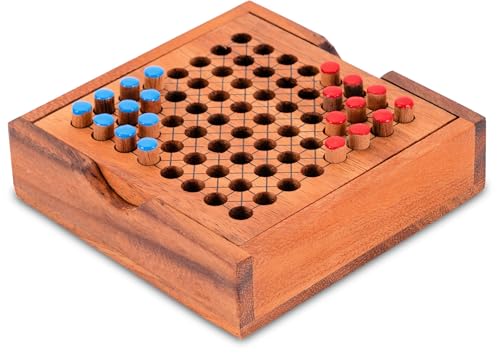 LOGOPLAY Halma Reisespiel – klassisches Strategiespiel im Mini-Holzkasten für 2 Spieler Rot Blau LOGOPLAY Halma Reisespiel – klassisches Strategiespiel im Mini-Holzkasten für 2 Spieler Rot Blau von LOGOPLAY