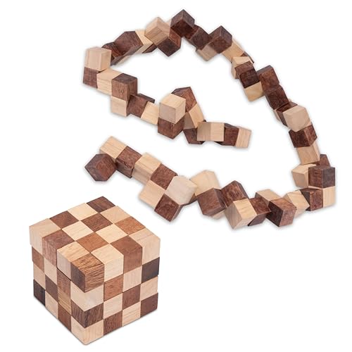 LOGOPLAY Schlangenwürfel 4x4 Gr. S - 6x6x6 cm - Snake Cube - Würfel Schlange - 3D Puzzle - Knobelspiel - Geduldspiel - Logikspiel aus edlem Holz von LOGOPLAY