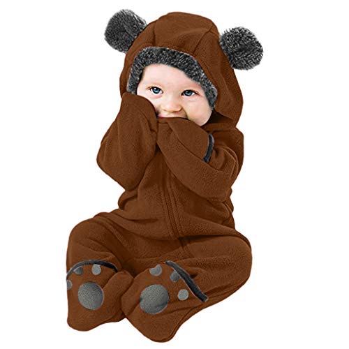 LOIJMK Jumpui Comic-Kapuzenpulli Vlies Kleidung Ohren Baby Strampler Infant feste Mantel & Jacke Polizei Kostüm Zubehör Kinder (Brown, 0-3 Months) von LOIJMK