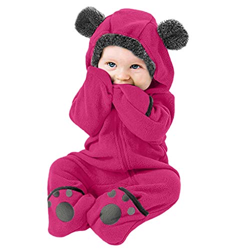 LOIJMK Jumpui Comic-Kapuzenpulli Vlies Kleidung Ohren Baby Strampler Infant feste Mantel & Jacke Polizei Kostüm Zubehör Kinder (Hot Pink, 12-18 Months) von LOIJMK