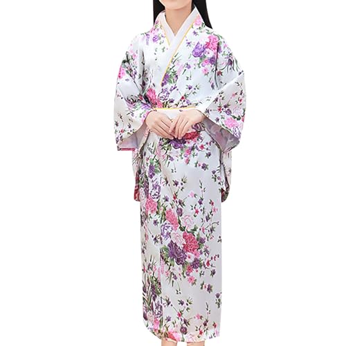 LOIJMK Kleinkind Kinder Baby Mädchen Outfits Kleidung Neujahr Dress Up Kimono Robe Japanisches traditionelles Kostüm Lange Mädchen Kinder (White, 7-8 Years) von LOIJMK