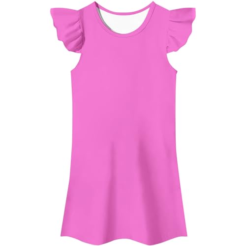 LOIJMK Vestido Falda Kleid Kostüm Mädchen Fancy Dress Up Cosplay Kleidung Shirt Mädchen (Hot Pink, 120) von LOIJMK