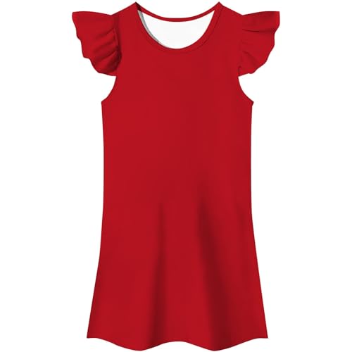 LOIJMK Vestido Falda Kleid Kostüm Mädchen Fancy Dress Up Cosplay Kleidung Shirt Mädchen (Red, 100) von LOIJMK