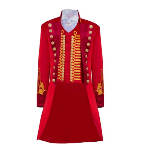 LOKETA Herren Circus Ringmaster Kostüm Ring Master Showman Barnum Cosplay Frack Halloween Uniform (rot, XXL) von LOKETA