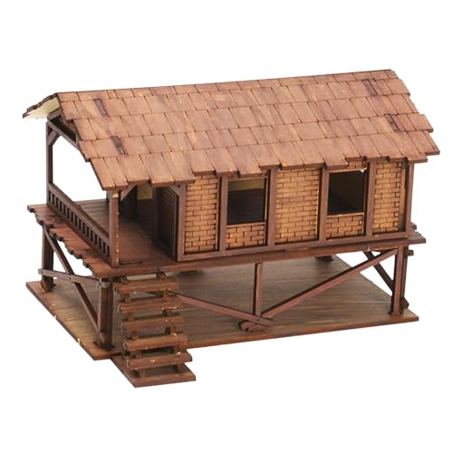 F Fityle DIY-Holzhaus, Zusammenbauen eines Holzmodellhauses, Lernspielzeug, 1/72 Modelle, Haus, Sandtisch-Dekor, Miniatur-Szenenlayout, G von LOL-FUN