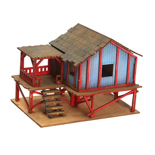 F Fityle DIY-Holzhaus, Zusammenbauen eines Holzmodellhauses, Lernspielzeug, 1/72 Modelle, Haus, Sandtisch-Dekor, Miniatur-Szenenlayout, a von LOL-FUN