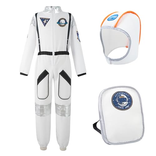 LOLANTA Astronauten Kostüme Kinder, Weltraum Rollenspiel Overall Jumpsuit mit Astronautenhelm und Rucksäcken, Spaceman Astronaut Fancy Dress Karneval Party Kostüm, 4-5 Jahre, 110 von LOLANTA