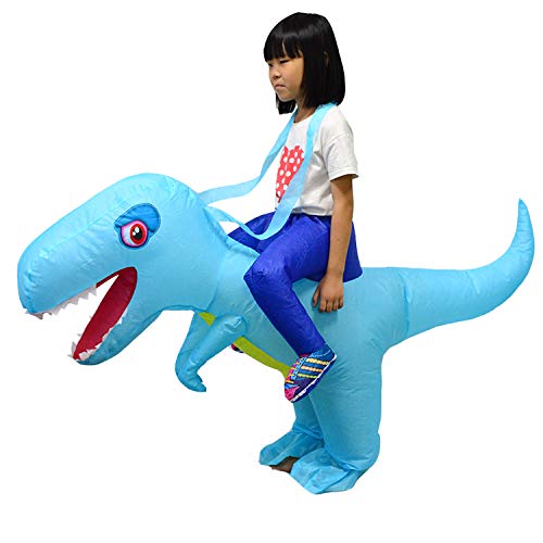 LOLANTA Kinder Dinosaurier Aufblasbares Kostüm Halloween Kostümparty T-Rex Kostüme, Blau, 6-12 Jahre von LOLANTA