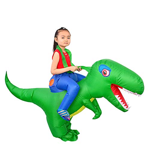 LOLANTA Kinder Dinosaurier Aufblasbares Kostüm Halloween Kostümparty T-Rex Kostüme, Grün, 6-12 Jahre von LOLANTA