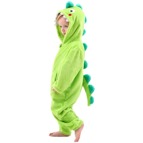 LOLANTA Kinder Grün Dinosaurier Kostüm,Kinder Tier Flanell Strampler Overall，2-3 Jahre,Grün,Etikettengröße S von LOLANTA