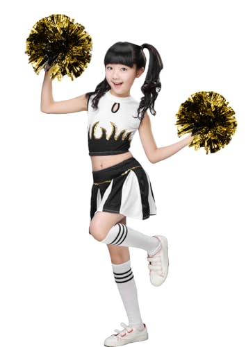 LOLANTA Mädchen Cheerleader Kostüm Schulkind Cheer Kostüm Outfit Karneval Kostüm(schwarz,116-122,Etikettengröße 120) von LOLANTA