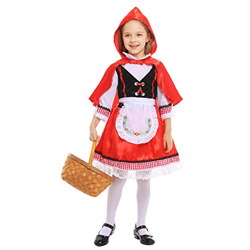 LOLANTA Mädchen Rotkäppchen Kostüm Kinder Halloween Cosplay Kostüm (6-7 Jahre) von LOLANTA