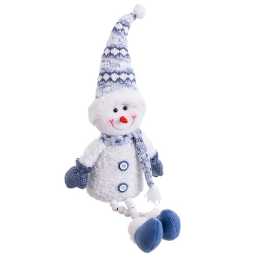 LOLAhome Schneemann lange Beine aus blauem Stoff, 48 cm von LOLAhome