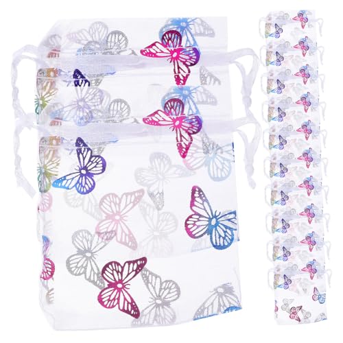 LOLIPPYY 50 Stück Kleine Organza Beutel mit Goldfarbenem Schmetterlingsmotiv Transparentes Schmuck und Geschenkbeutelchen Dekorative Zugbeutel für Hochzeit Party Süßigkeiten und Mitgebsel LOLIPPYY 50 Stück Kleine Organza Beutel mit Goldfarbenem Schmetterlingsmotiv Transparentes Schmuck und Geschenkbeutelchen Dekorative Zugbeutel für Hochzeit Party Süßigkeiten und Mitgebsel von LOLIPPYY