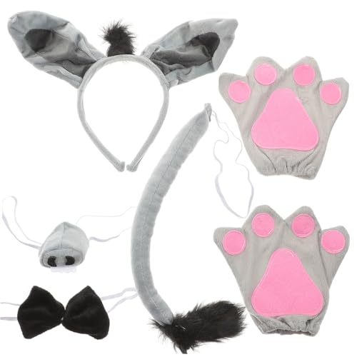 LOLIPPYY 6 Stück Teiliges Donkey Kostüm Esel Ohren Stirnband Nase Fliege Handschuhe für Jungen Mädchen Halloween Tierkostüm Cosplay Party LOLIPPYY 6 Stück Teiliges Donkey Kostüm Esel Ohren Stirnband Nase Fliege Handschuhe für Jungen Mädchen Halloween Tierkostüm Cosplay Party von LOLIPPYY