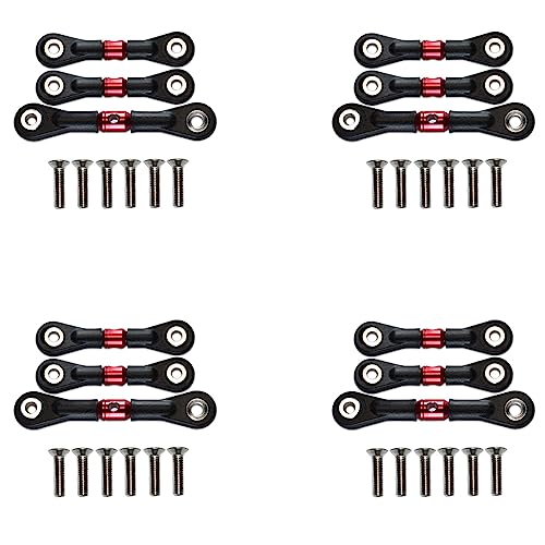 LOLPALONE 12 Stück Lenkungsanschluss Servo Rod für TT-02 TT-02T TT02 TT02T 1/10 RC Zubehör für Upgrade-Teile für Auto, Rot von LOLPALONE