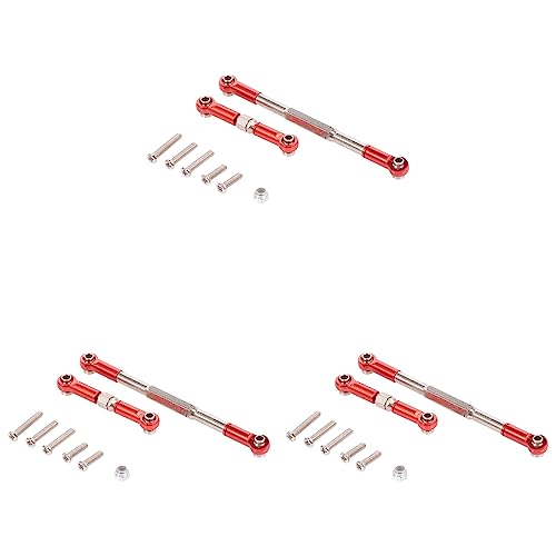 LOLPALONE 3X Lenkung RC Lenkstange Satz aus Aluminiumlegierung CNC Bearbeitet für 1608T RC Lenkstange Set, Rot von LOLPALONE