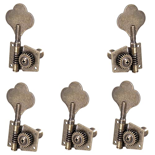 LOLPALONE 5 Stück Guitar Vintage Open Bass Guitar Tuning Key Pegs Machine Tuner 1L4R für 5 Saiten Bass Bronze von LOLPALONE