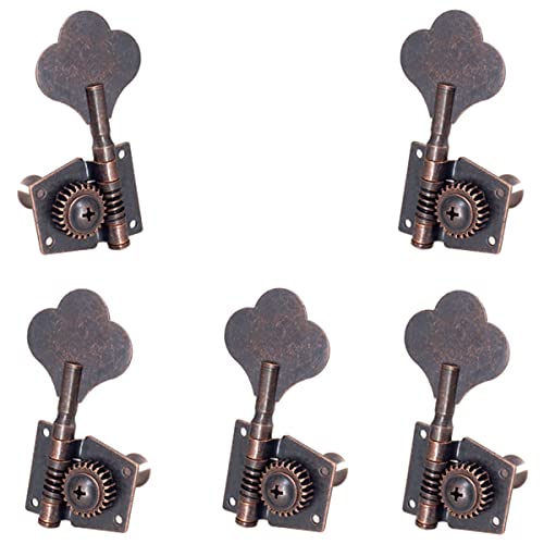 LOLPALONE 5 Stück Guitar Vintage Open Bass Guitar Tuning Key Pegs Tuners 1L4R für 5 Saiten Bass Red Bronze von LOLPALONE