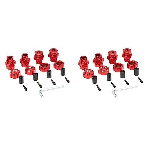 LOLPALONE 8 Stück 17 mm Sechskant-Nabenadapter, geriffelt, Verlängerung, Kombinator für 1/10 E- Summit RC Autoteile, Rot von LOLPALONE