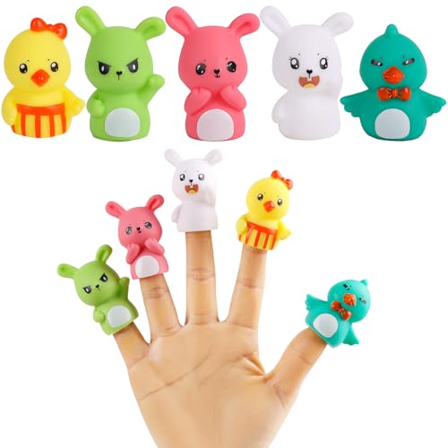 LOMIMOS 5 Stück Handpuppen mit Tierfingern, Mini-Handpuppe, Tierspielzeug, Fingerpuppen für die Badewanne, Entwicklung der Vorstellungskraft, des Wortschatzes und der Geschicklichkeit von LOMIMOS