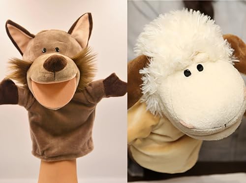 LOMTRATS Handpuppen für Kinder, Kleinkind enthält Wolf, Tiger, Löwe, AFFE und bewegliche offene Münder, perfekt zum Geschichtenerzählen, Unterrichten, im Vorschulalter und als Geburtstagsgeschenk von LOMTRATS