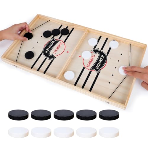 LOMUG Fast Sling Puck Game, Foosball Winner Board Game, 2 in 1 Hockey Brettspiel 2 Personen Eishockey Tischspiel Portable Eltern-Kind Interaktion Match-Spiel Kinder Weihnachten Geburtstag Partyspiele von LOMUG