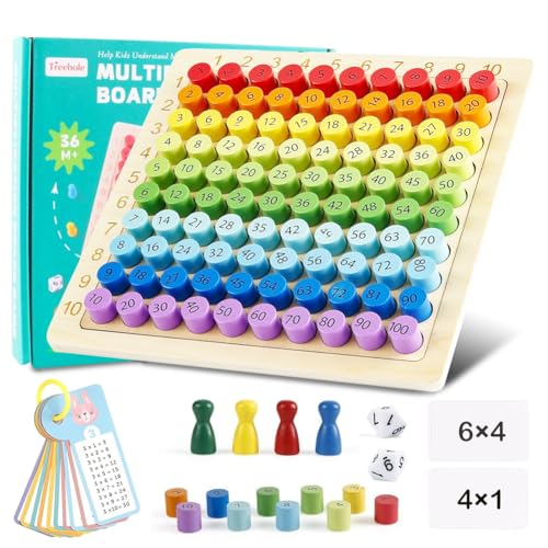 LOMUG Montessori Multiplikationsbrett, 1x1 Lernen Spiel für Grundschüler, Multiplikationstafel Holz, Multiplikationstabelle Multiplikation Mathe Lernen Spiel, Montessori Spielzeug Geschenke für Kinder von LOMUG