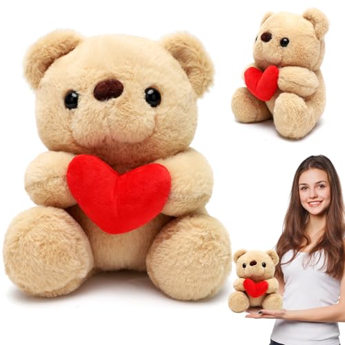 LOMUG Teddybär, Stofftier Teddy, Plüsch-Bär, Teddy mit Liebe, Kuscheltier Spielzeug Dekozimmer Kissen, Soft Cuddly Friends, Plüschteddy Schmusetier Plüschtier 23 cm, Hellbraun von LOMUG