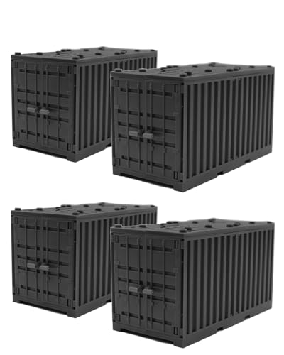 LONESTAR Klemmbausteine I Schiffs Container Set I 4er Set Frachtcontainer I Schwarz | kompatibel mit Klemmbausteinen Anderer Hersteller von LONESTAR