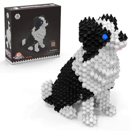 LONESTAR Mini Klemmbausteine | Kadele Blocks Serie Hunde | Border Collie in 3D | Mikrobausteine Mini Bricks | DIY von LONESTAR