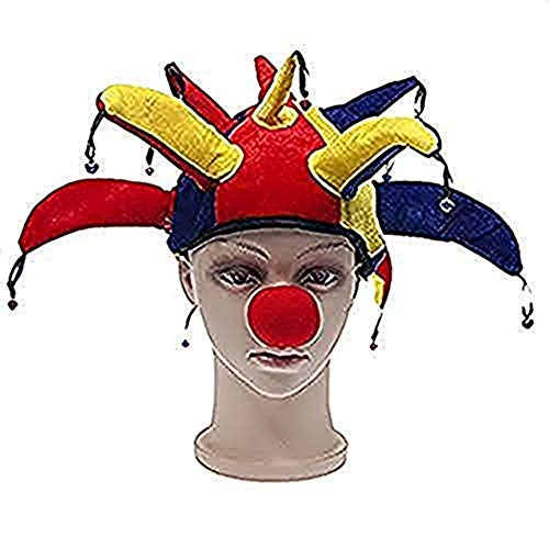 Halloween Narrenkappe Mütze Clown für Erwachsene Jungen Damen und Herren Halloween Kopfbedekung Lustige Fancy für Halloween Weihnachten Maskerade Cosplay Party mit Glocken mit Clown Nase von LONTG