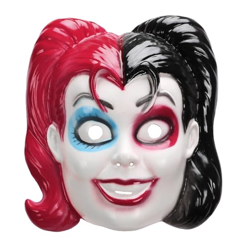 LOOPES Harley Quinn Maske Damen Halloween Horror Clown Maske Quinn Cosplay Gruselmaske Halloween Horrorfilm Maske Bösewicht Suicide Kostüm Masken für Frauen Kinder Halloween Cosplay Karneval Fasching von LOOPES