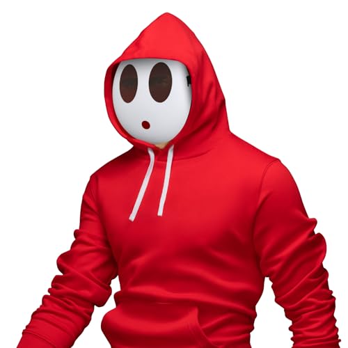 LOOPES Shy Guy Maske Jungen Lustige Maske Halloween Maske Jumpman Weiße Maske Voll Face Maske Kinder Cosplay Party Kostüm für Karneval Fasching Party Kinder Geburtstag Schule Party Cosplay von LOOPES