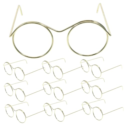 LOORGVEL 10St Mini-Brillenspielzeug Puppenbrille zum Basteln Lünetten ferngläser kinderferngläser basteln sie eine zum dekorieren Mini-Gläser zum Basteln Stahl Golden von LOORGVEL