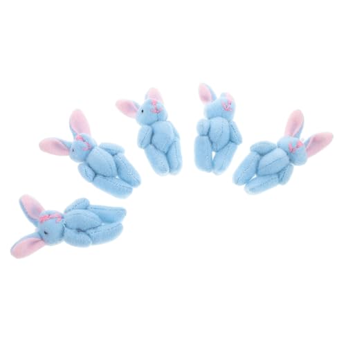 LOORGVEL 5 Stücke Joint Kaninchen Bunny Geburtstag Plüsch Dekorationen Mini Tier Stofftier Bunny Plüsch Party Favor Himmel Blau Kurze Plüsch von LOORGVEL