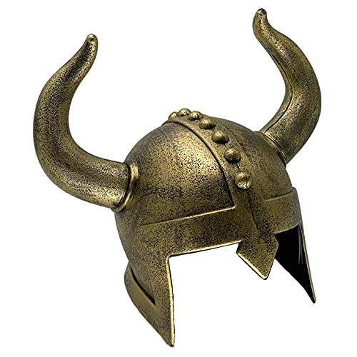 LOOYAR Erwachsene Mittelalter Mittelalter Wikinger Alter Hörner Wikinger Helm Berserker Soldat Krieger Kostüm Hut für Kampfspiele Halloween Cosplay Bronze von LOOYAR