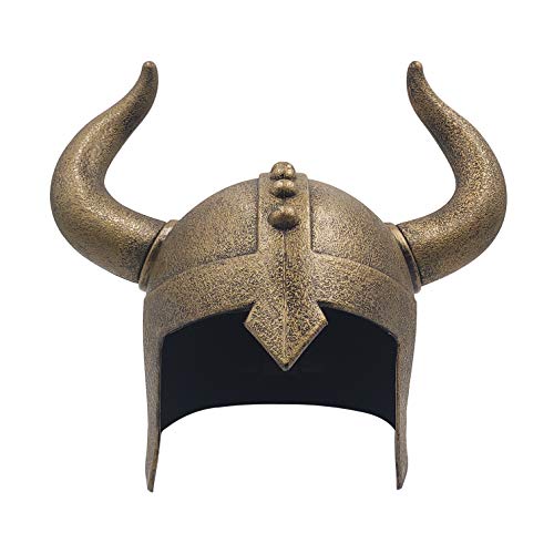 LOOYAR Kinder Mittelalter Mittelalter Wikinger Alter Gehörnter Wikingerhelm Berserker Soldat Krieger Kostüm Hut Sallet Kinder Spielzeug für Kampf Spielen Halloween Cosplay Bronze von LOOYAR