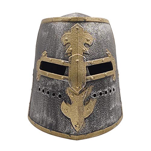 LOOYAR Kinderspielzeug Mittelalter Mittelalter Kreuzfahrer Ritter Soldat Krieger Kostüm Helm mit klappbarer Gesichtsmaske für Jungen Battle Play Halloween Cosplay LARP von LOOYAR